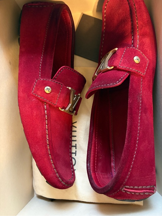 Louis Vuitton Red Suede LV-Buckle Driving Loafers main image 5